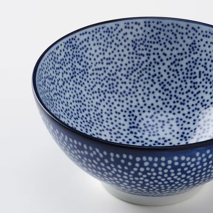 IKEA ENTUSIASM BOWL, PATTERNED/BLUE 12CM (4 ½") 4 BOWL SET