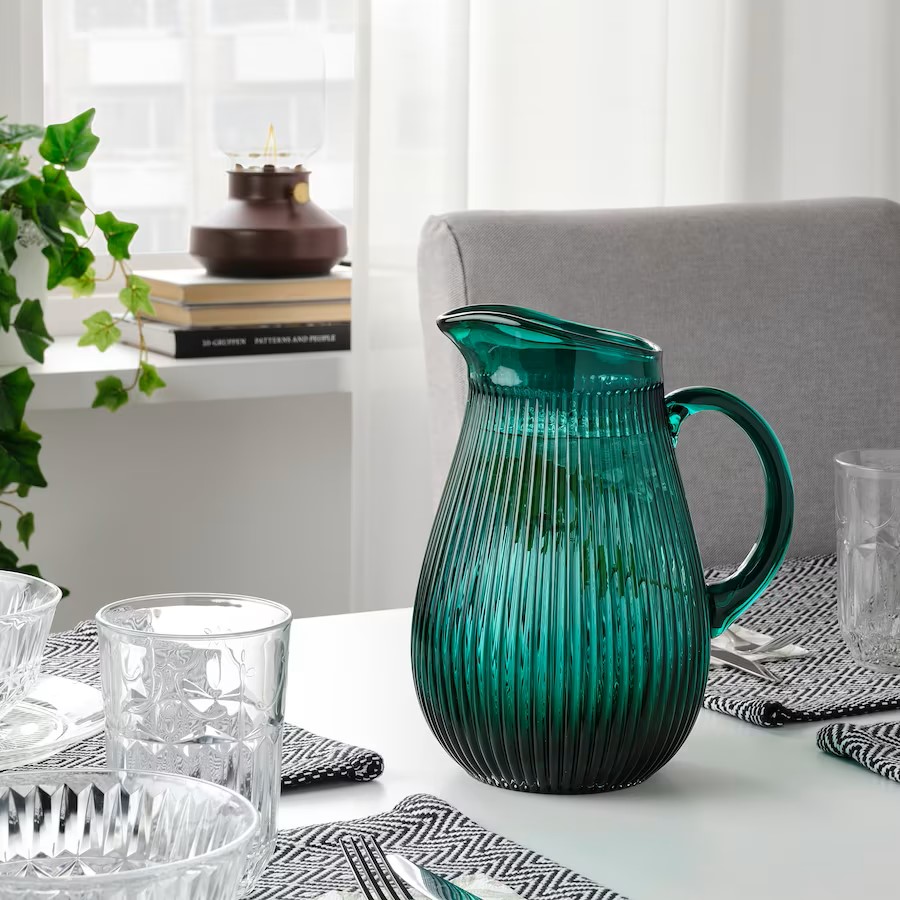 IKEA SÄLLSKAPLIG JUG, PATTERNED/GREEN 2L (68 OZ)