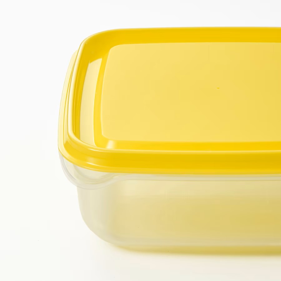 IKEA PRUTA 3PCS/SET FOOD CONTAINER, TRANSPARENT/YELLOW 0.6L (20 OZ)