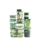 IKEA PRUTAFOOD CONTAINER, SET OF 17, CLEAR/GREEN