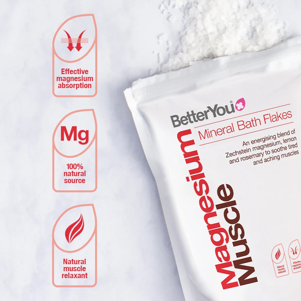 BETTER YOU MAGNESIUM MUSCLE MINERAL BATH FLAKES 1KG