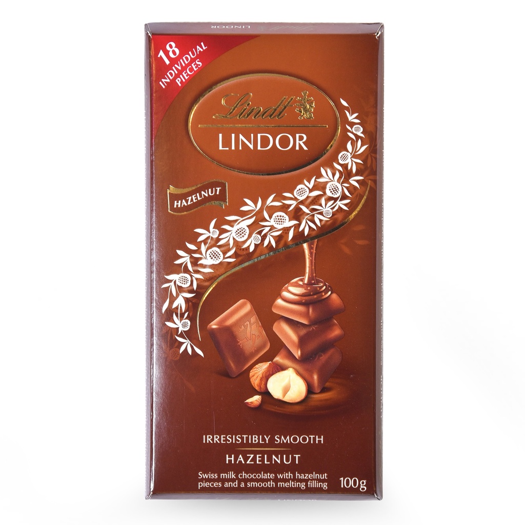 LINDT LINDOR SINGLES HAZELNUT 100G