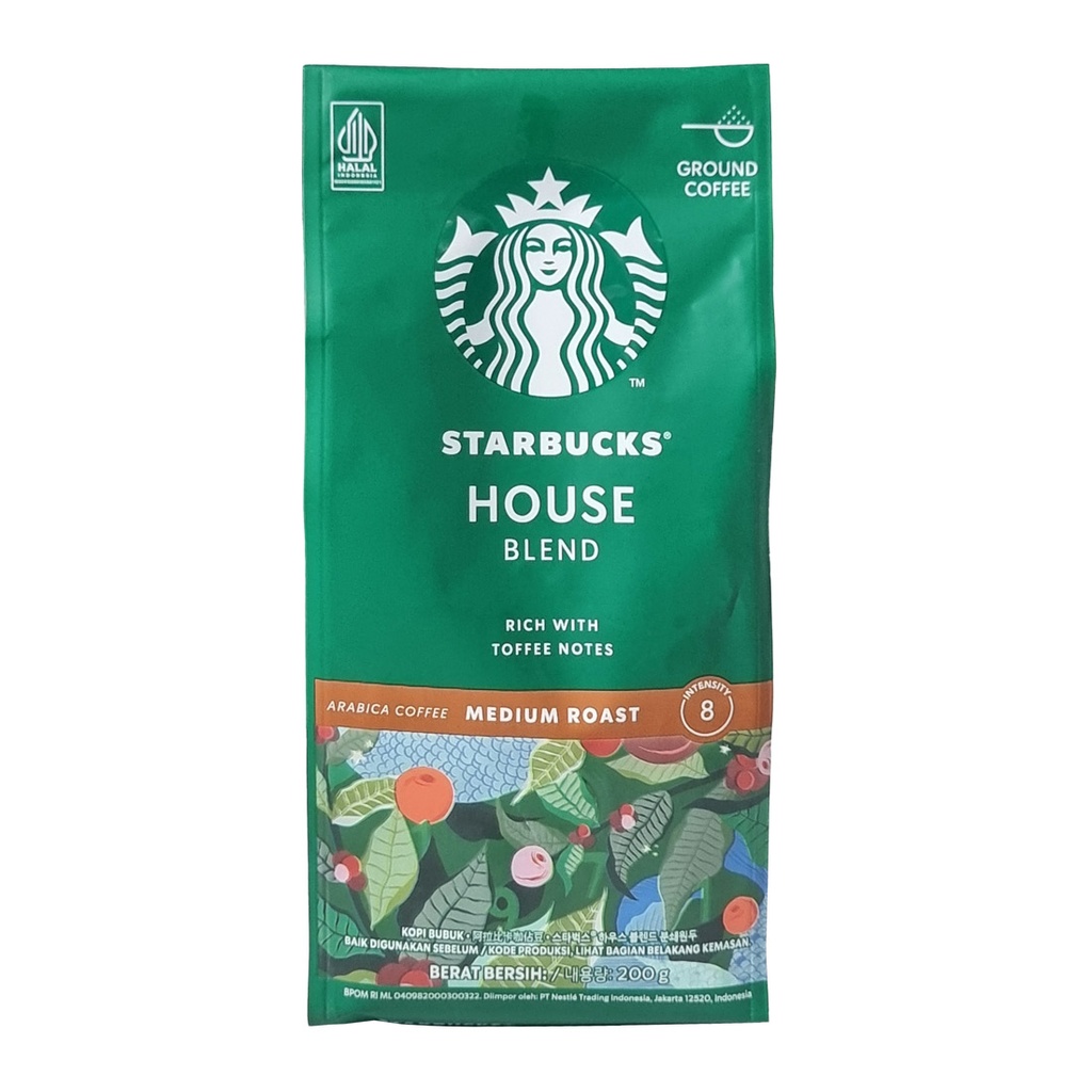 STARBUCKS MEDIUM ROAST HOUSE BLEND GROUND COFFEE 200G