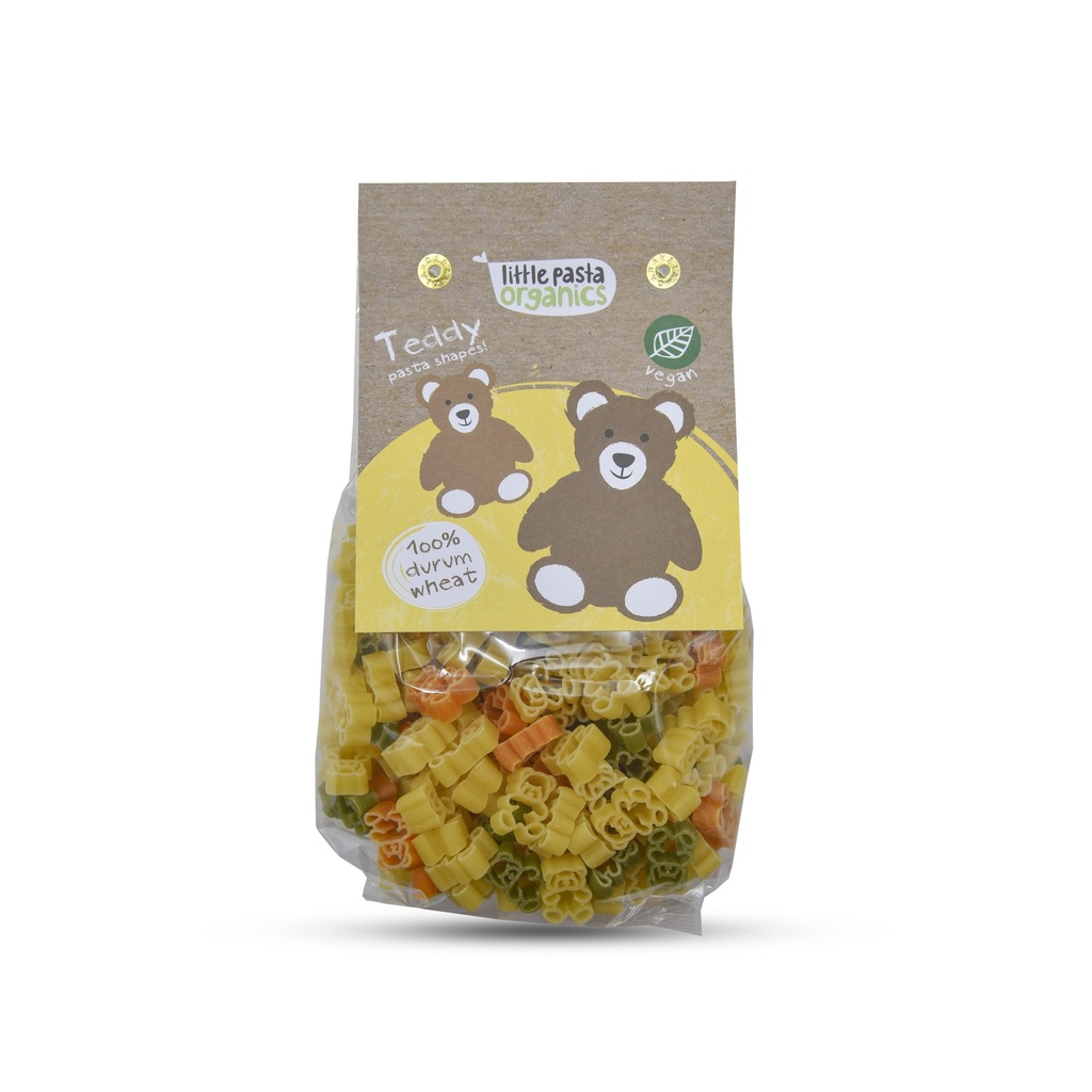 LITTLE PASTA ORGANICS TRICOLOUR TEDDY BEAR PASTA SHAPE 250G