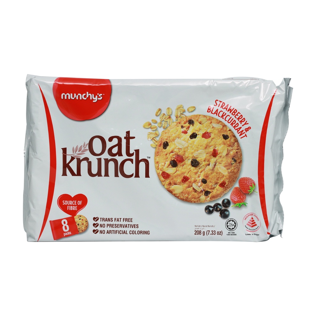 MUNCHY'S OAT KRUNCH STRAWBERRY & BLACKCURRANT 208G