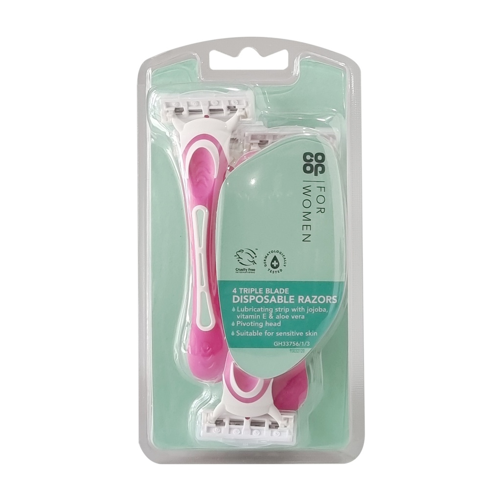 CO-OP FOR WOMEN 4 TRIPLE BLADE DISPOSABLE RAZORS