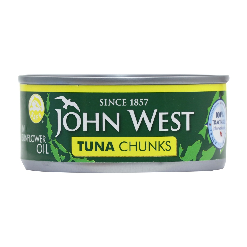 JOHN WEST TUNA CHUNKS IN SUNFLOWER OIL 145G (NO BARCODE ON CAN)