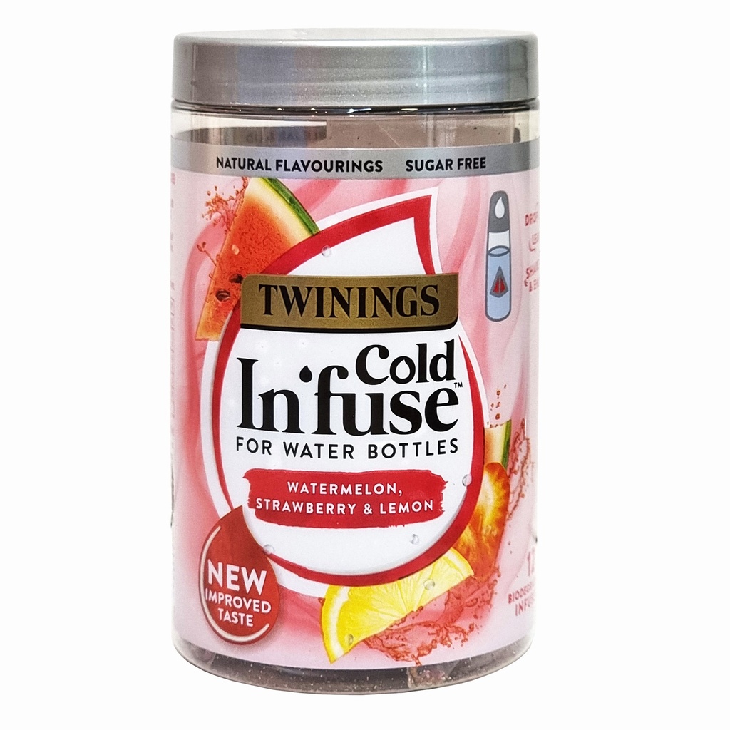 TWININGS COLD INFUSE FOR WATER BOTTLES WATERMELON, STRAWBERRY & LEMON 12'S