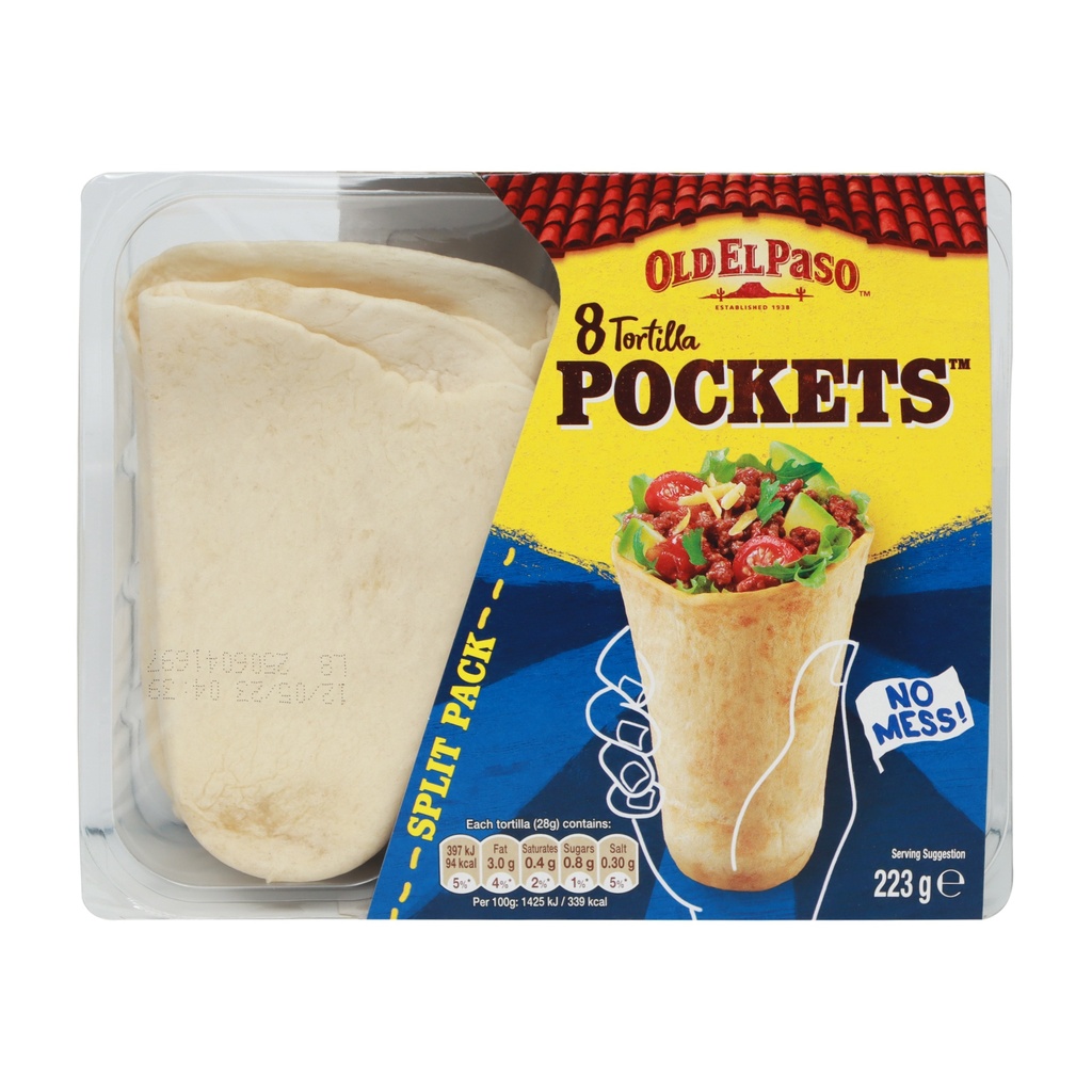 OLD EL PASO 8 TORTILLA POCKETS 223G