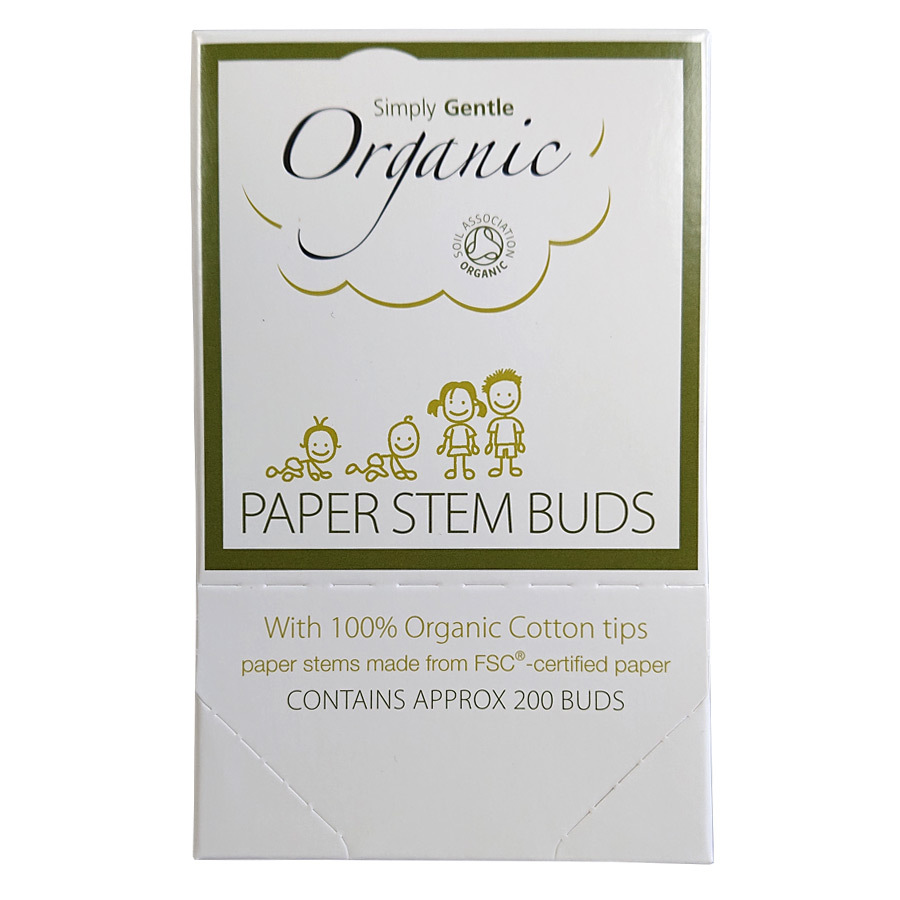 SIMPLY GENTLE ORGANIC PAPER STEM COTTON BUDS 200'S