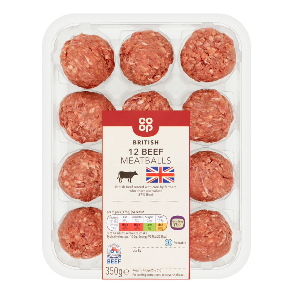 CO-OP BRITISH BEEF MEATBALLS 350G