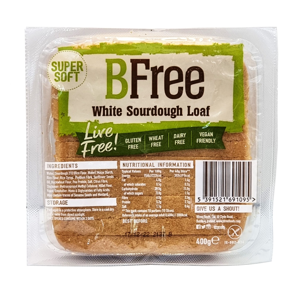 BFREE GLUTEN FREE SLICED WHITE SOURDOUGH LOAF 400G