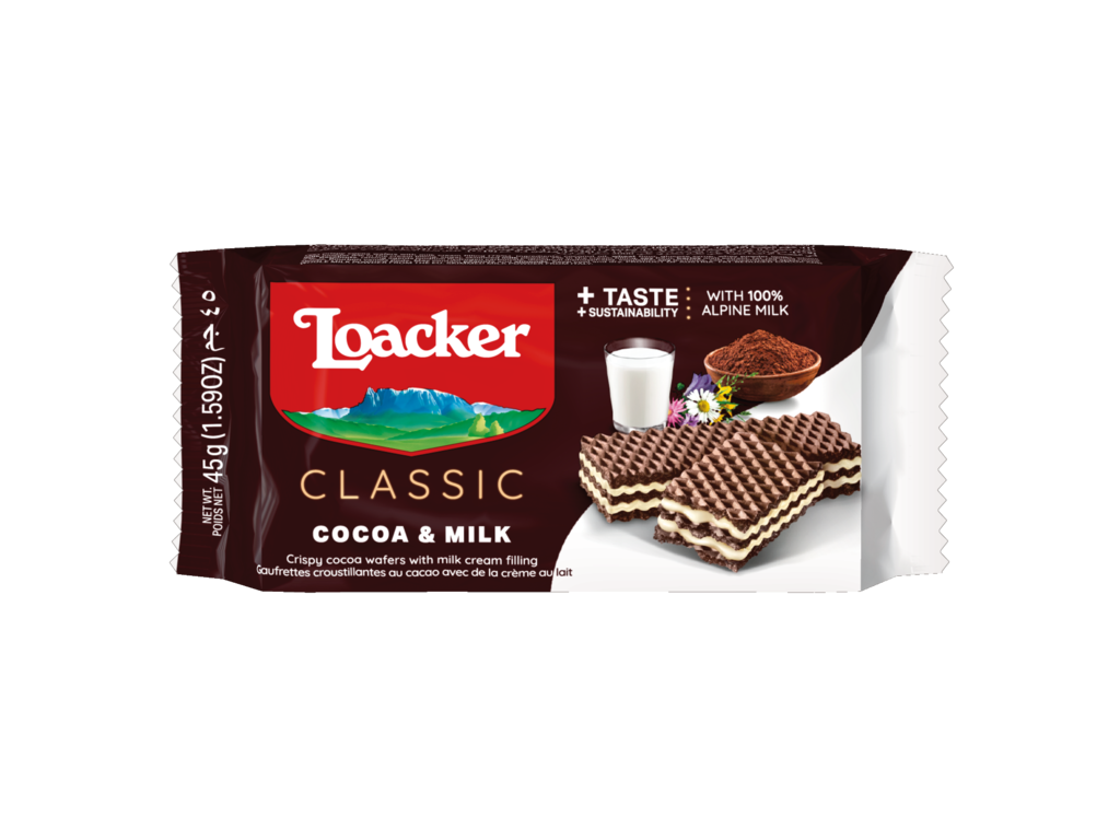 LOACKER CLASSIC COCOA & MILK 45G