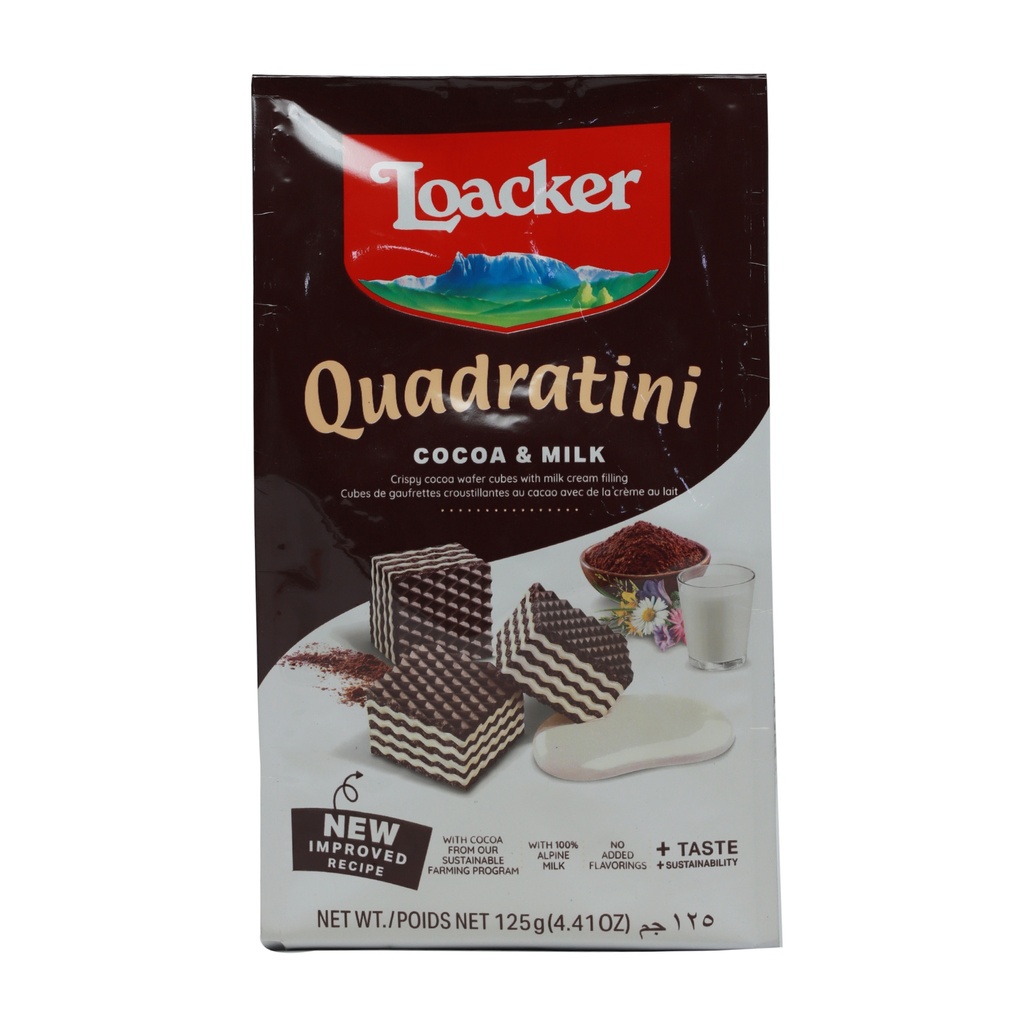 LOACKER QUADRTINI CHOCOLATE 125G