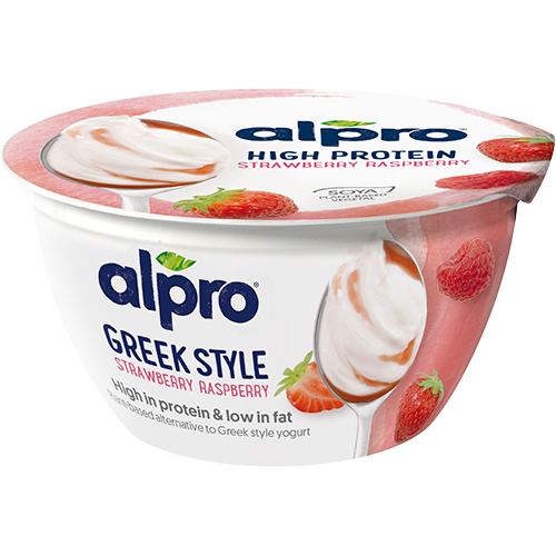 ALPRO GREEK STYLE STRAWBERRY & RASPBERRY YOGURT ALTERNATIVE 150G