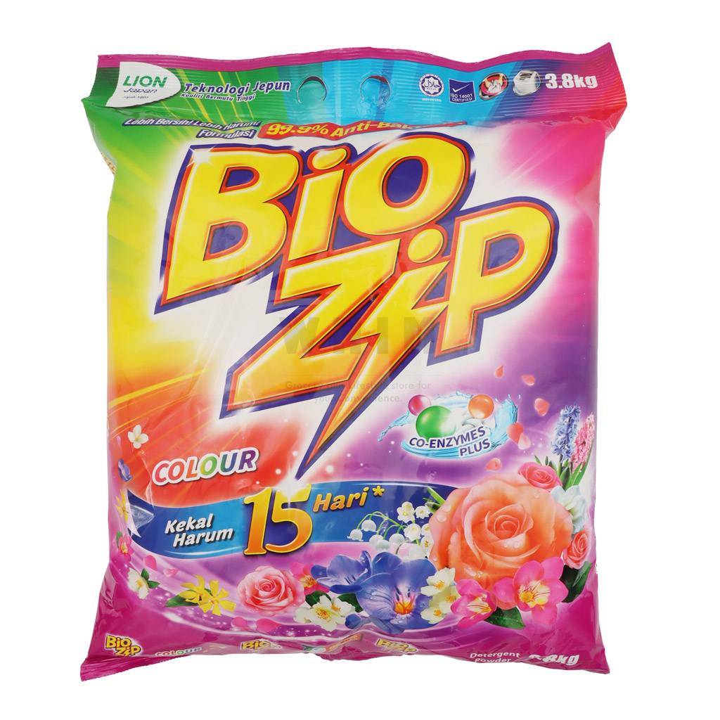 BIO ZIP DETERGENT POWDER COLOUR 3.8KG