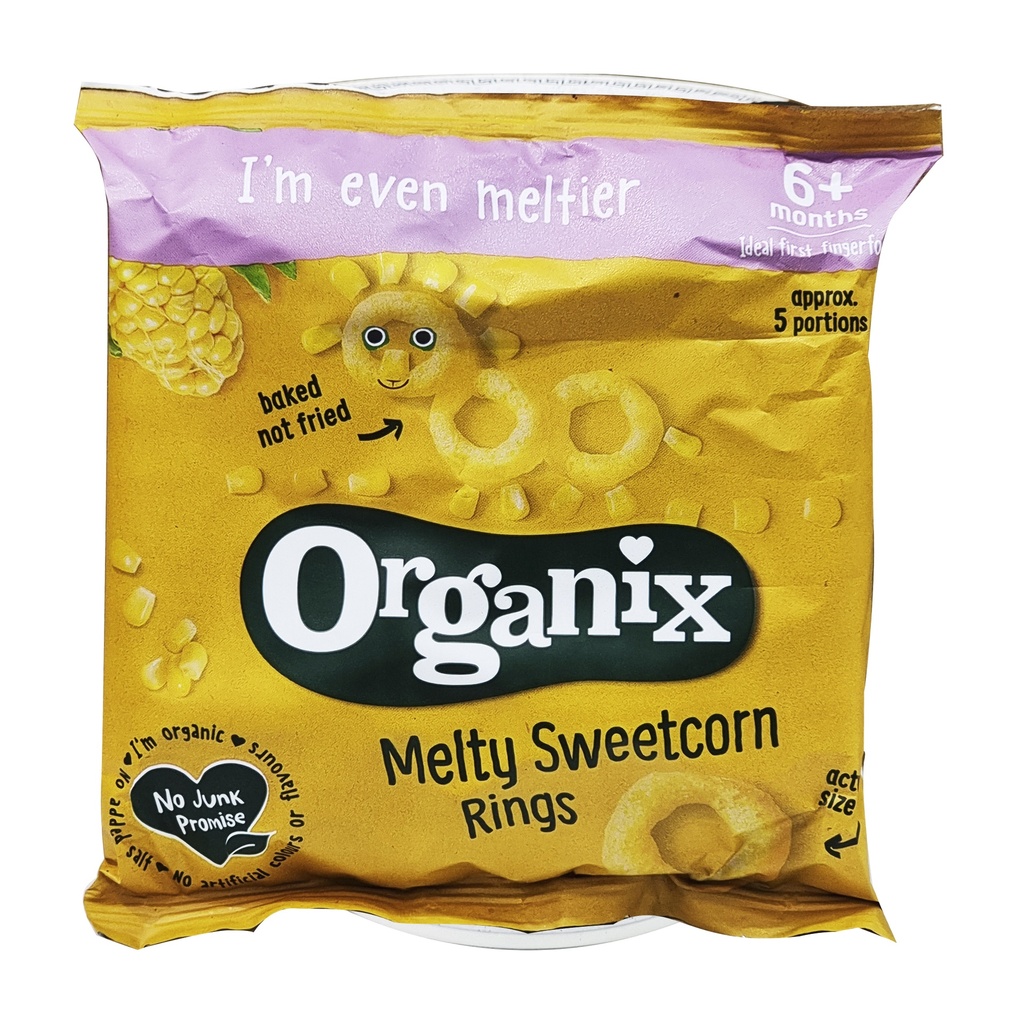 ORGANIX ORGANIC MELTY SWEETCORN RINGS 6+ 20G