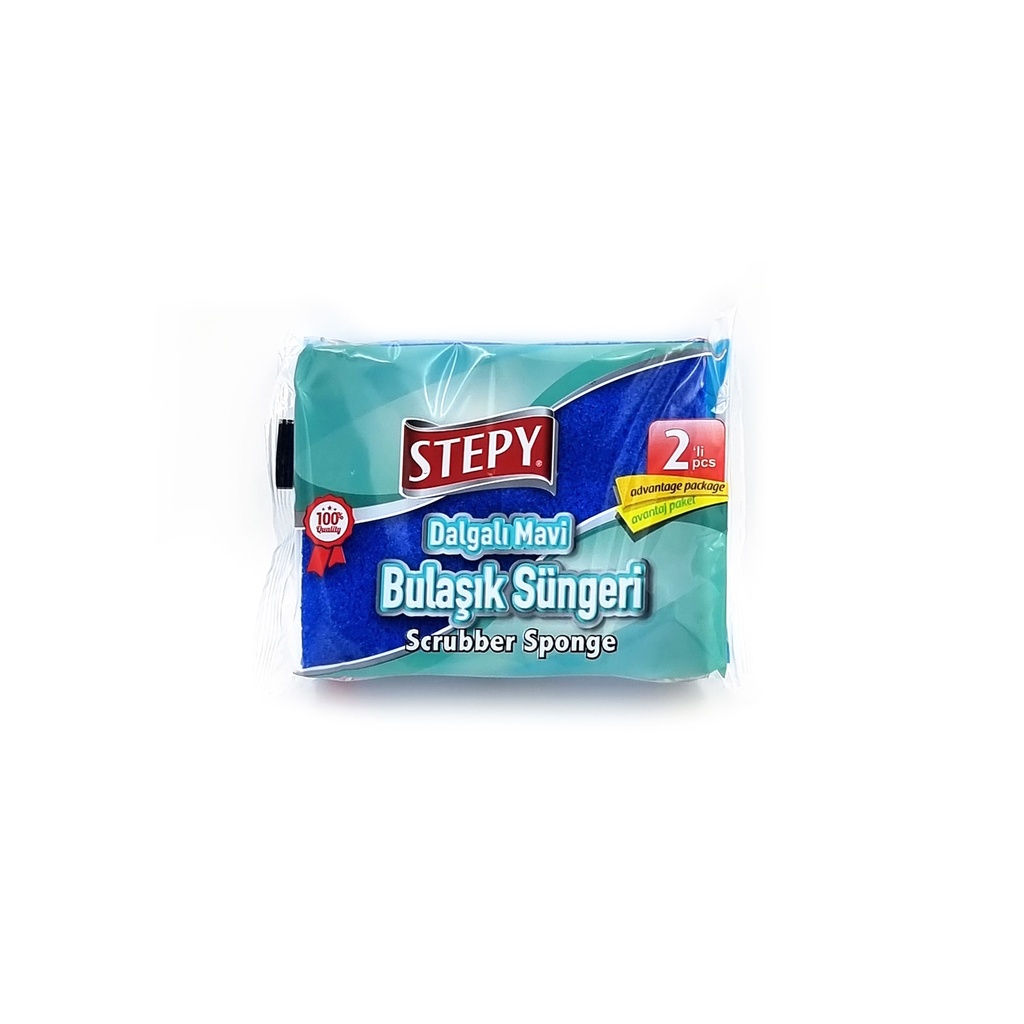 STEPY BLUE WAVED FOAM SCRUBBER SPONGE 2'S 