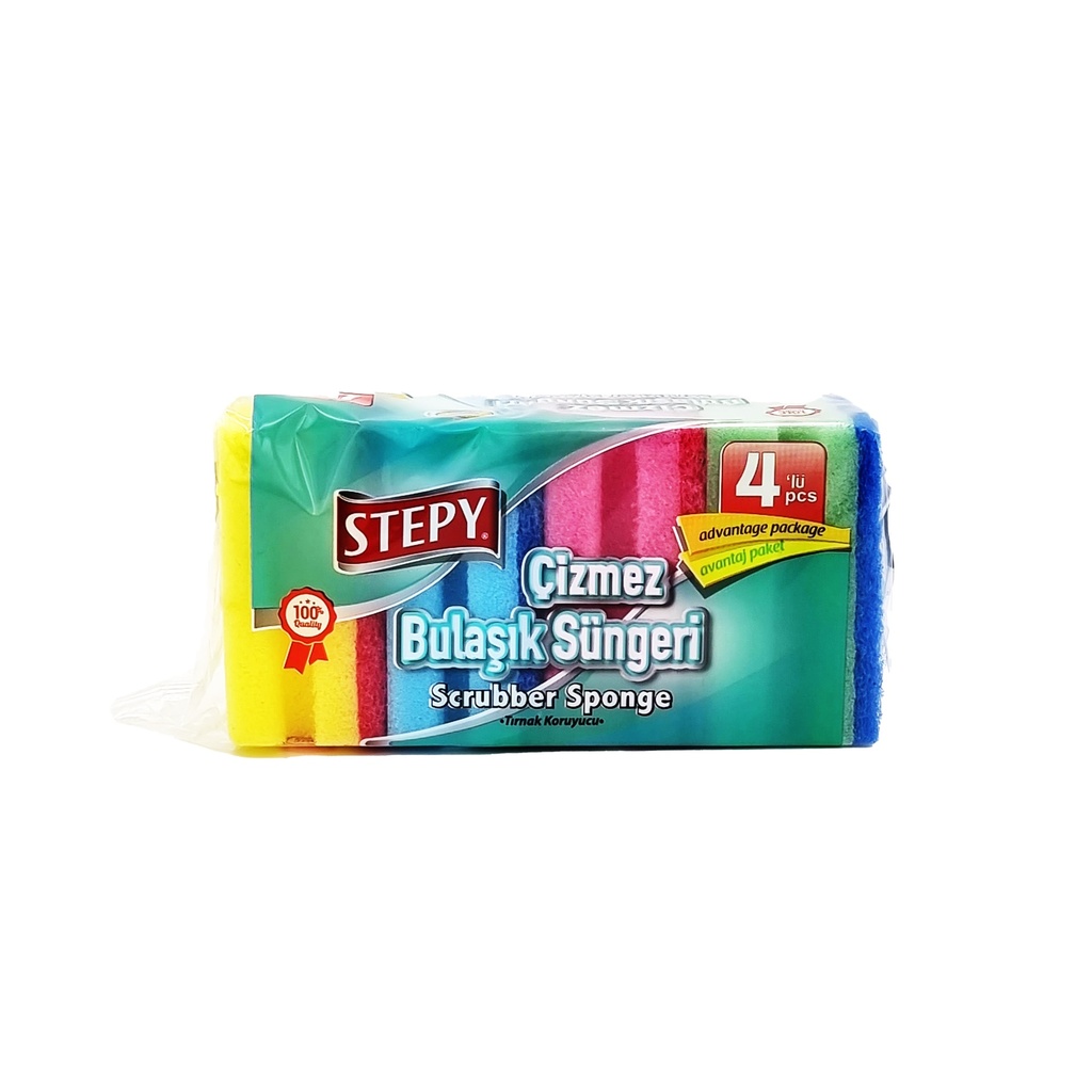 STEPY NON-SCRATCH SPONGE SCRUBBER 4'S PACK