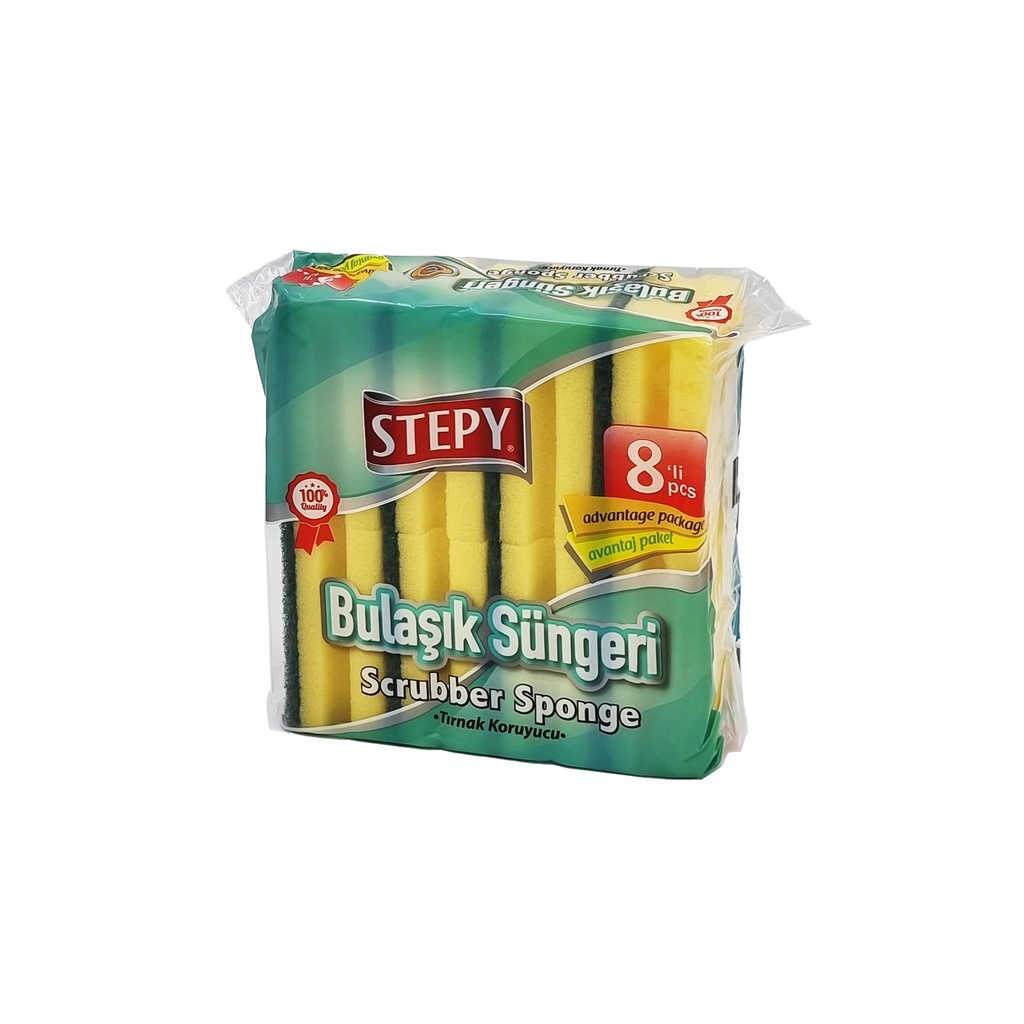 STEPY CORRUGATED SCRUBBER SPONGE 8'S PACK