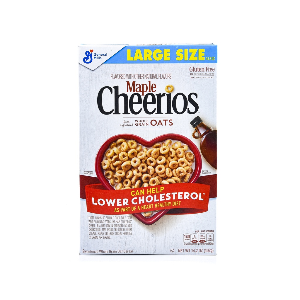 GENERAL MILLS MAPLE CHEERIOS WHOLE GRAIN OATS CEREAL 402G