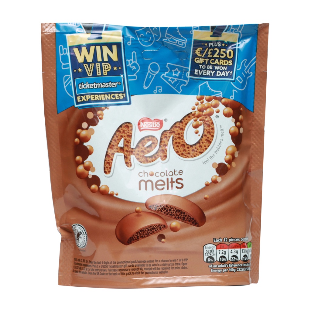 AERO CHOCOLATE MELTS MILK POUCH 92G