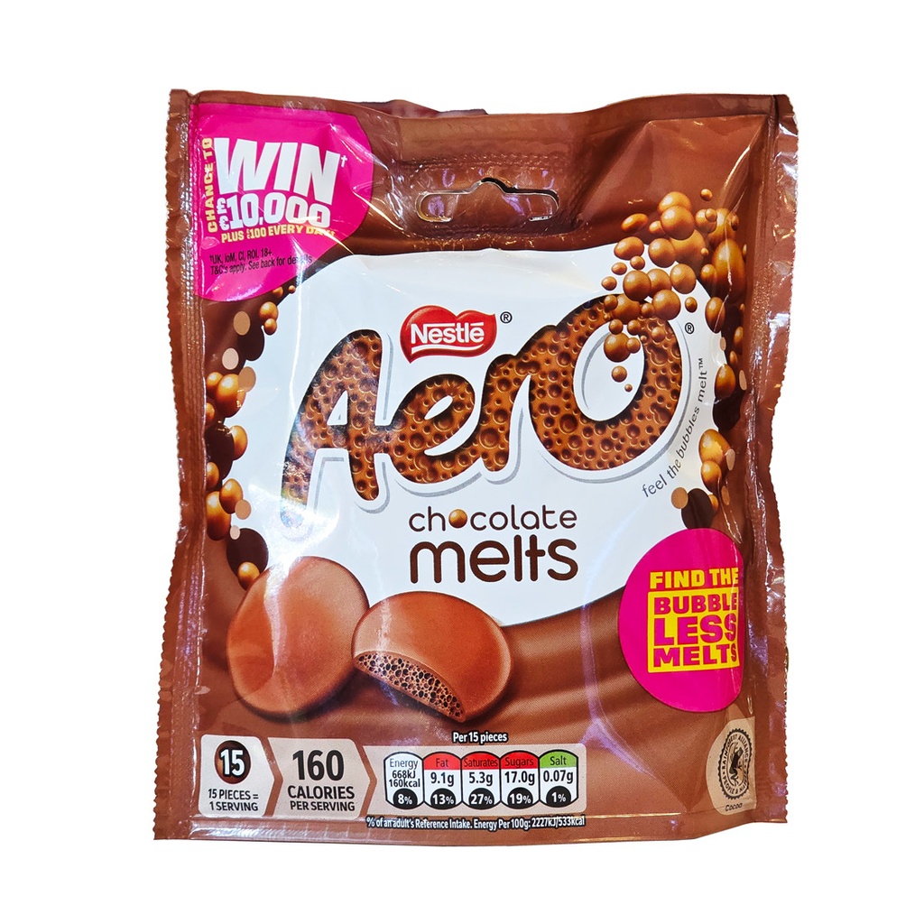 AERO CHOCOLATE MELTS MILK POUCH 92G