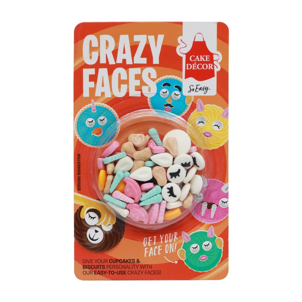 CAKE DECOR EDIBLE CRAZY FACES 22G