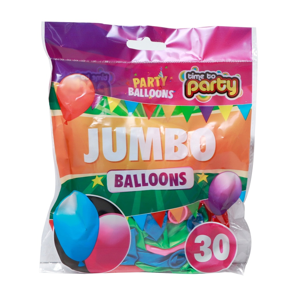 TIME TO PARTY BIRTHDAY DAY JUMBO BALLOONS 30'S