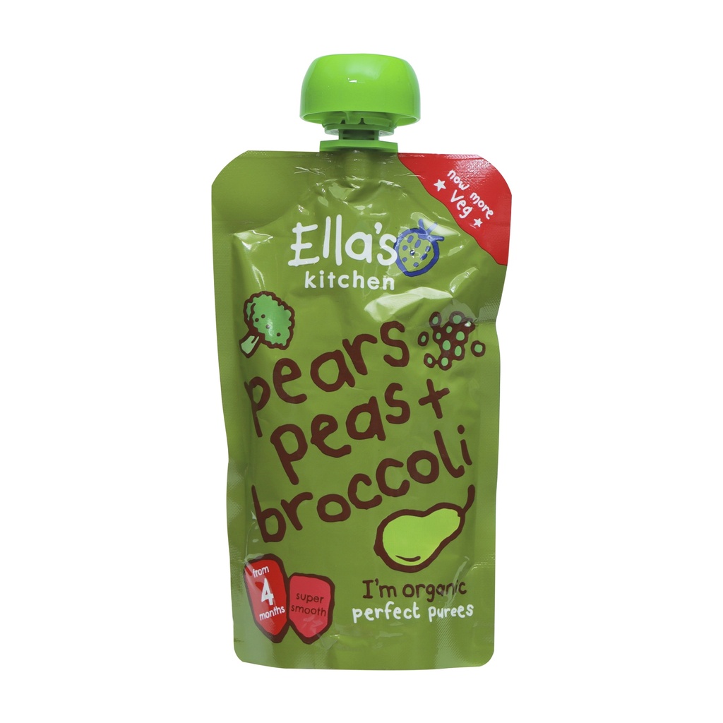 ELLA'S KITCHEN ORGANIC PEARS, PEAS + BROCCOLI PUREE 4+ MONTHS 120G