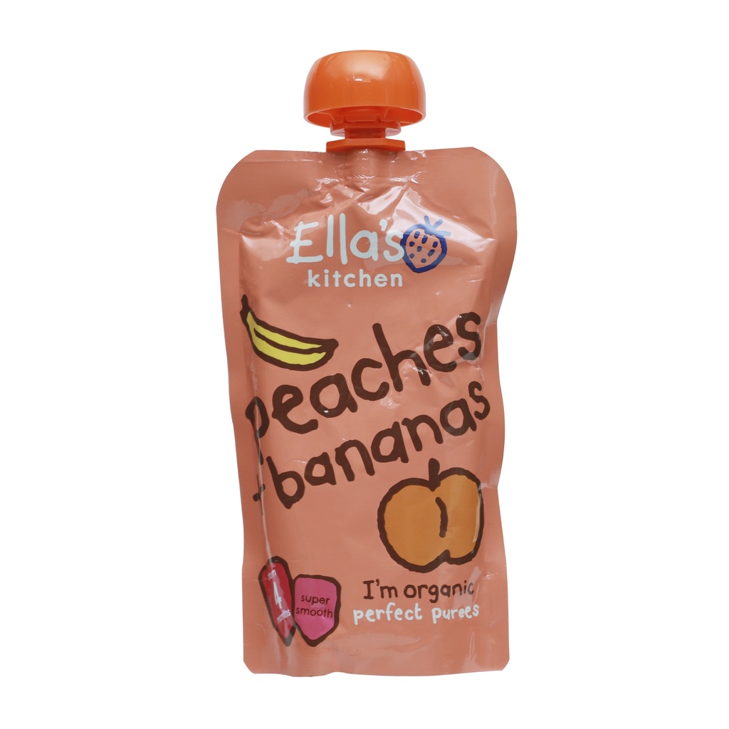 ELLA'S KITCHEN ORGANIC PEACHES + BANANA PUREE 4+ MONTHS 120G