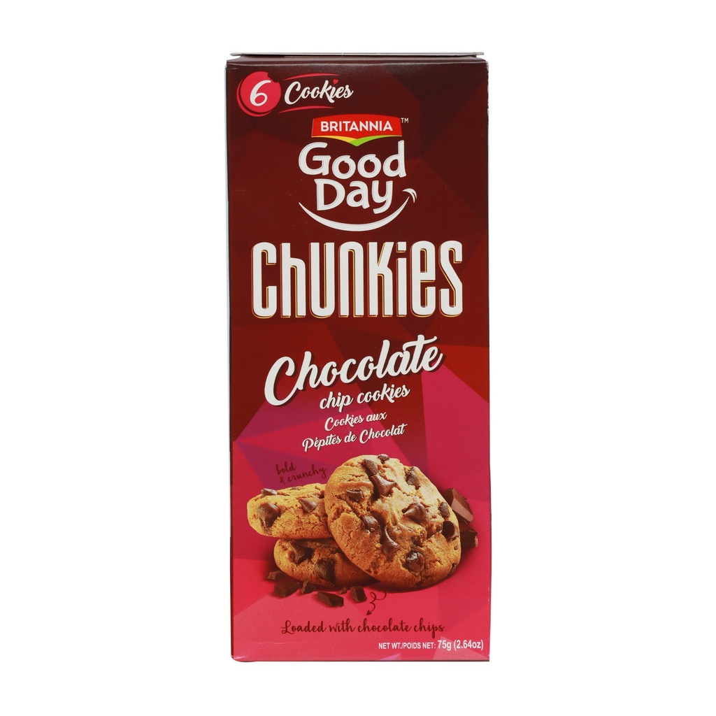 BRITANNIA GOOD DAY CHUNKIES CHOCOLATE CHIP COOKIES 75G