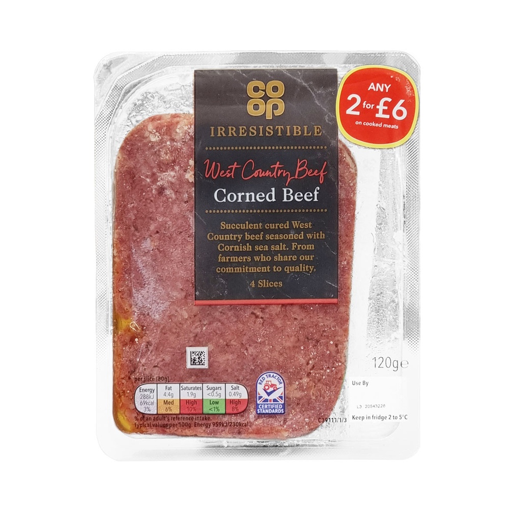 CO-OP IRRESISTIBLE CORNED BEEF 120G