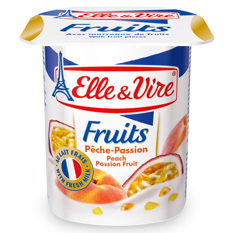 ELLE & VIRE YOGHURT PEACH PASSION FRUIT 125G