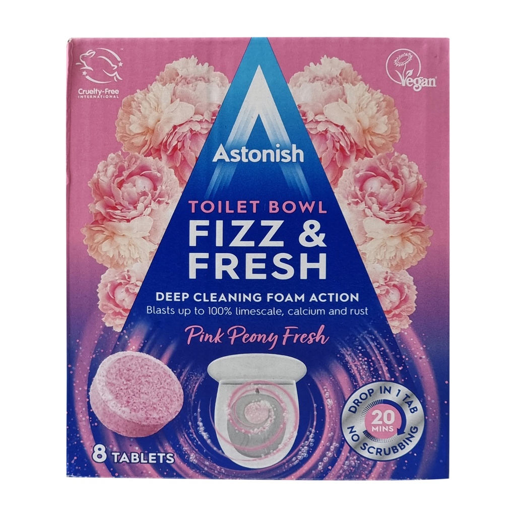 Astonish Toilet Bowl Fizz & Fresh Pink Peony Fresh 8'S Cleaning Foam Tablets