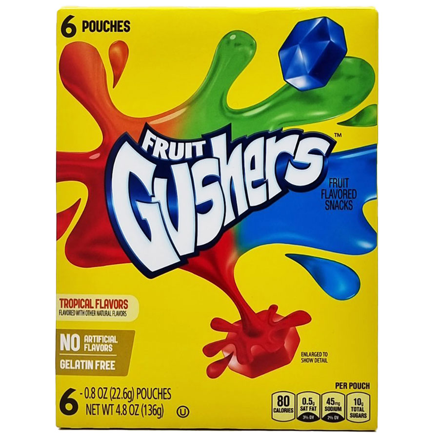 BETTY CROCKER FRUIT GUSHERS TROPICAL FLAVOUR SNACKS 136G