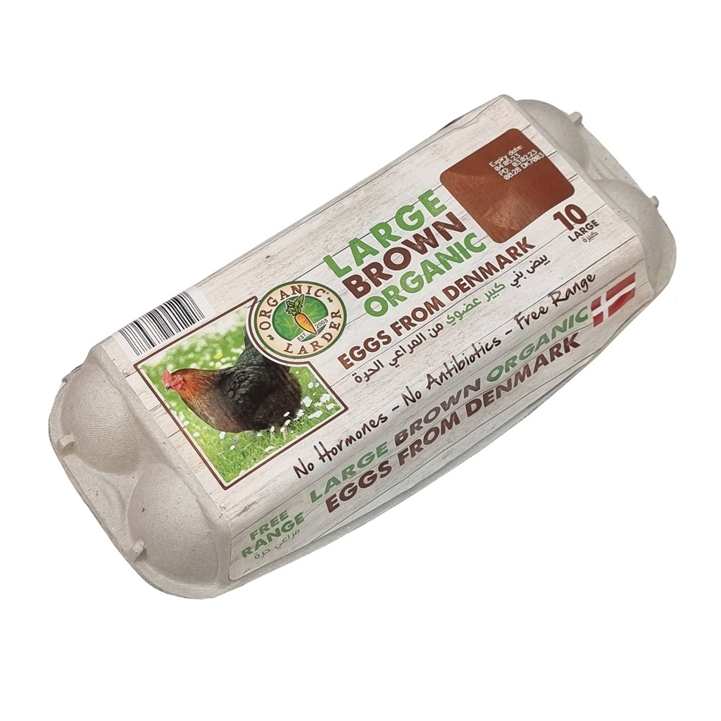 ORGANIC LARDER DANISH  FREE RANGE ORGANIC LARGE BROWN EGGS 10'S