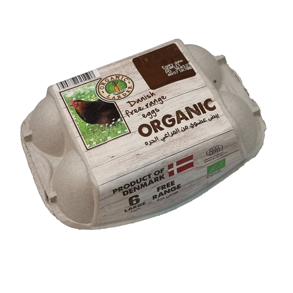 ORGANIC LARDER DANISH  FREE RANGE ORGANIC LARGE BROWN EGGS 6'S