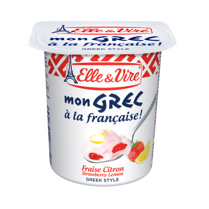 ELLE & VIRE GREEK STRAWBERRY LEMON YOGHURT 125G