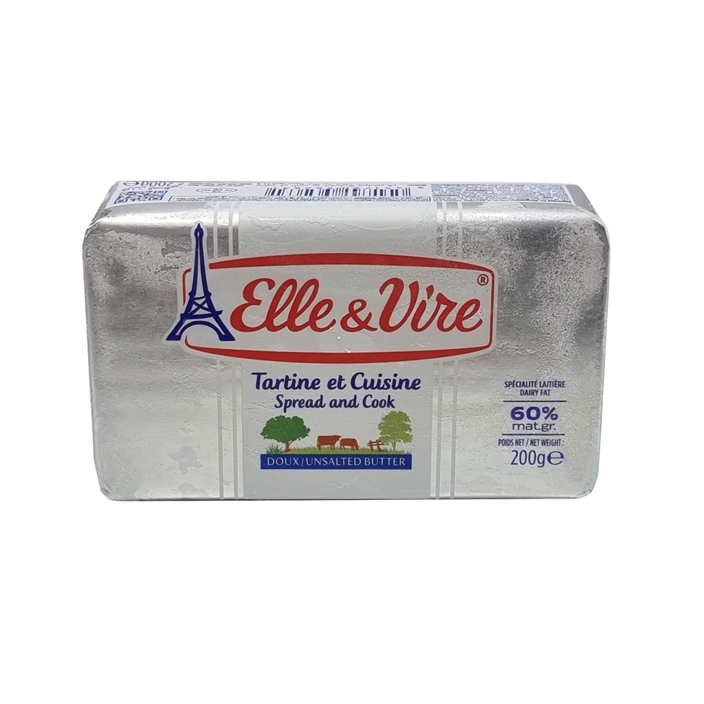 ELLE & VIRE BUTTER UNSALTED 200G