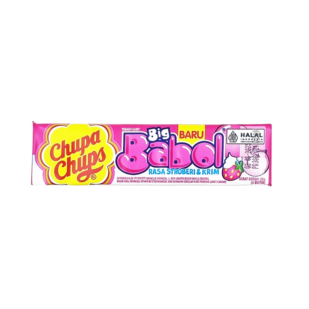 CHUPA CHUPS BIG BABOL GUM STRABERRY & CREAM 20G