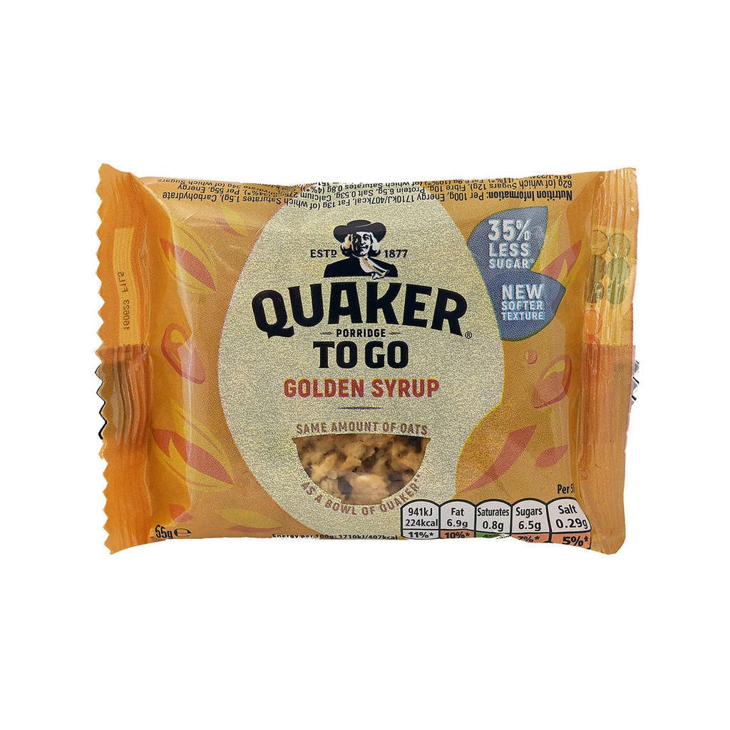 QUAKER PORRIDGE TO GO GOLDEN SYRUP 55G
