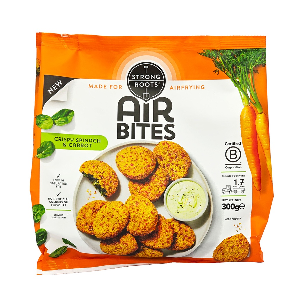 STRONG ROOTS AIR BITES CRISPY SPINACH & CARROT 300G