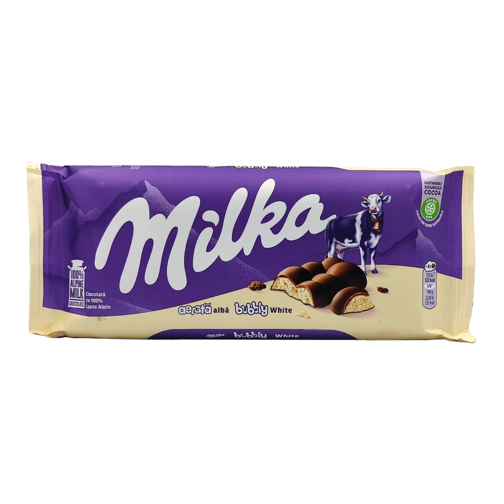 MILKA CHOCOLATE BUBBLY WHITE 95G