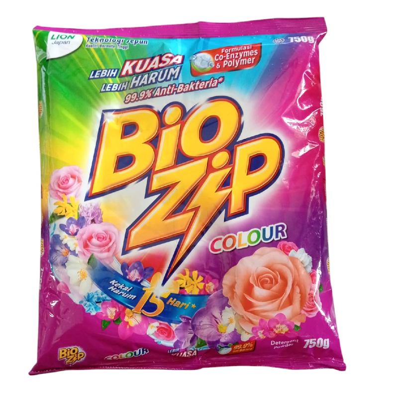 BIO ZIP DETERGENT POWDER COLOUR 750G
