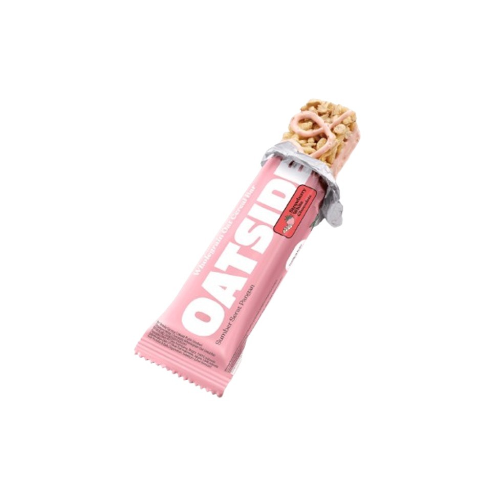 Oatside Wholegrain Oat Cereal Bar Straberry White Chocolate 18g