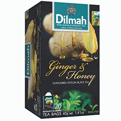 DILMAH FLAVOURED CEYLON TEA BAGS 20 X 1.5G GINGER & HONEY