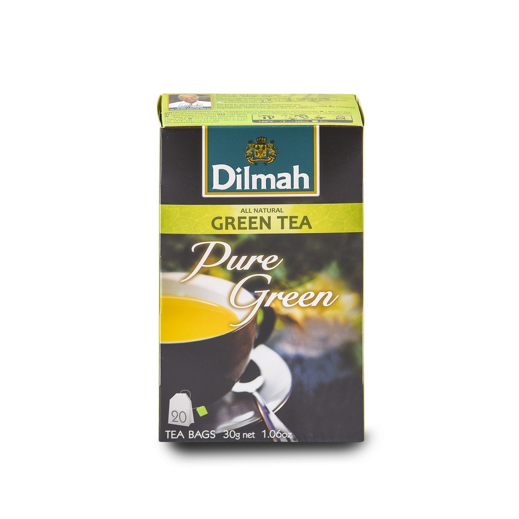 DILMAH ALL NATURAL GREEN TEA BAGS 20 X 1.5G PURE GREEN