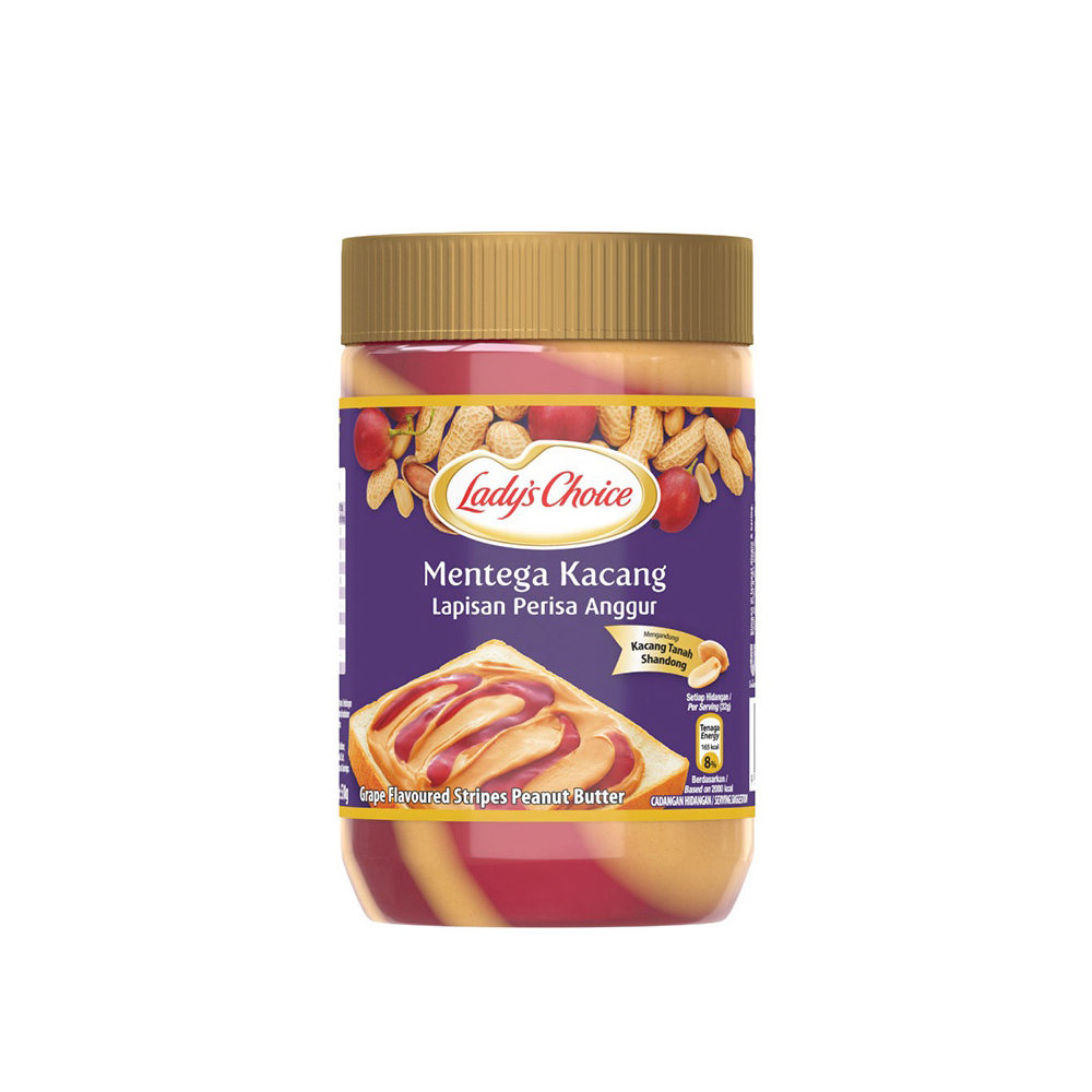 LADYS CHOICE GRAPE FLAVOURED STRIPES PEANUT BUTTER 500G