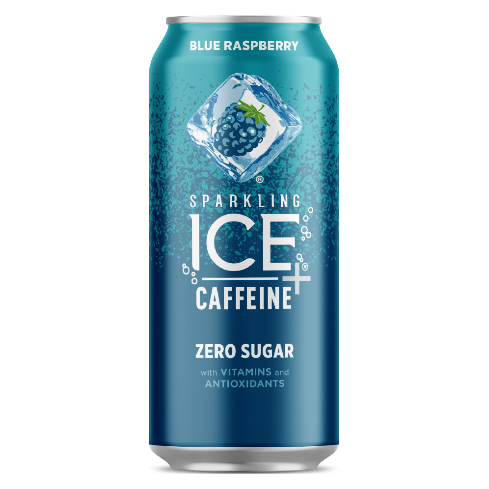 SPARKLING ICE + CAFFEINE BLUE RASPBERRY ZERO SUGAR 473ML